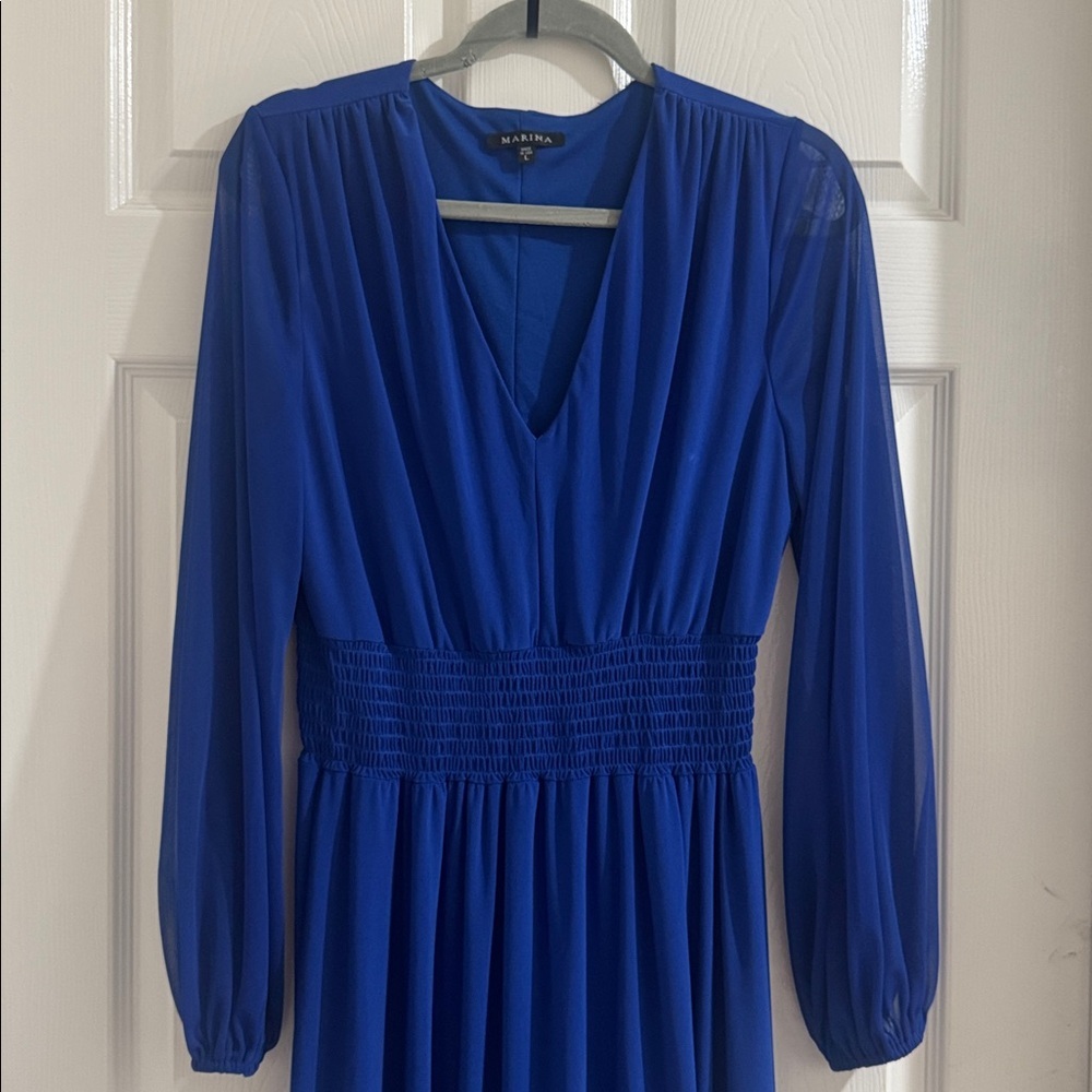 MARINA Blue Maxi Dress size L - Picture 5 of 10